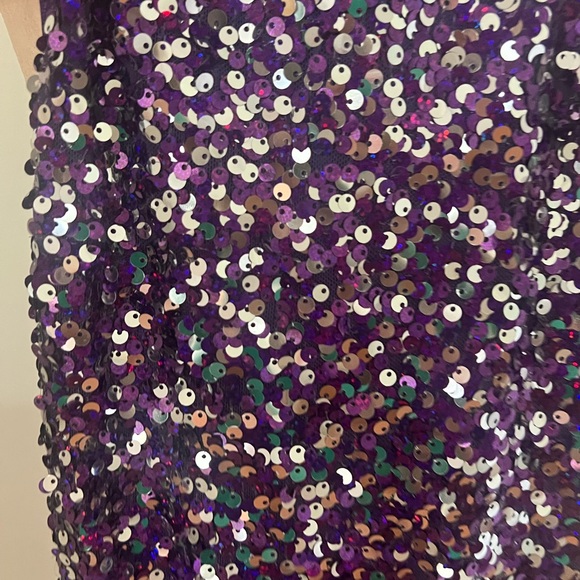 Purple sequin dance costume with built in shorts. - Picture 3 of 6